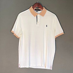 Men's Classic Fit Polo Shirt w/Tan Collar and Navy Pony - LARGE